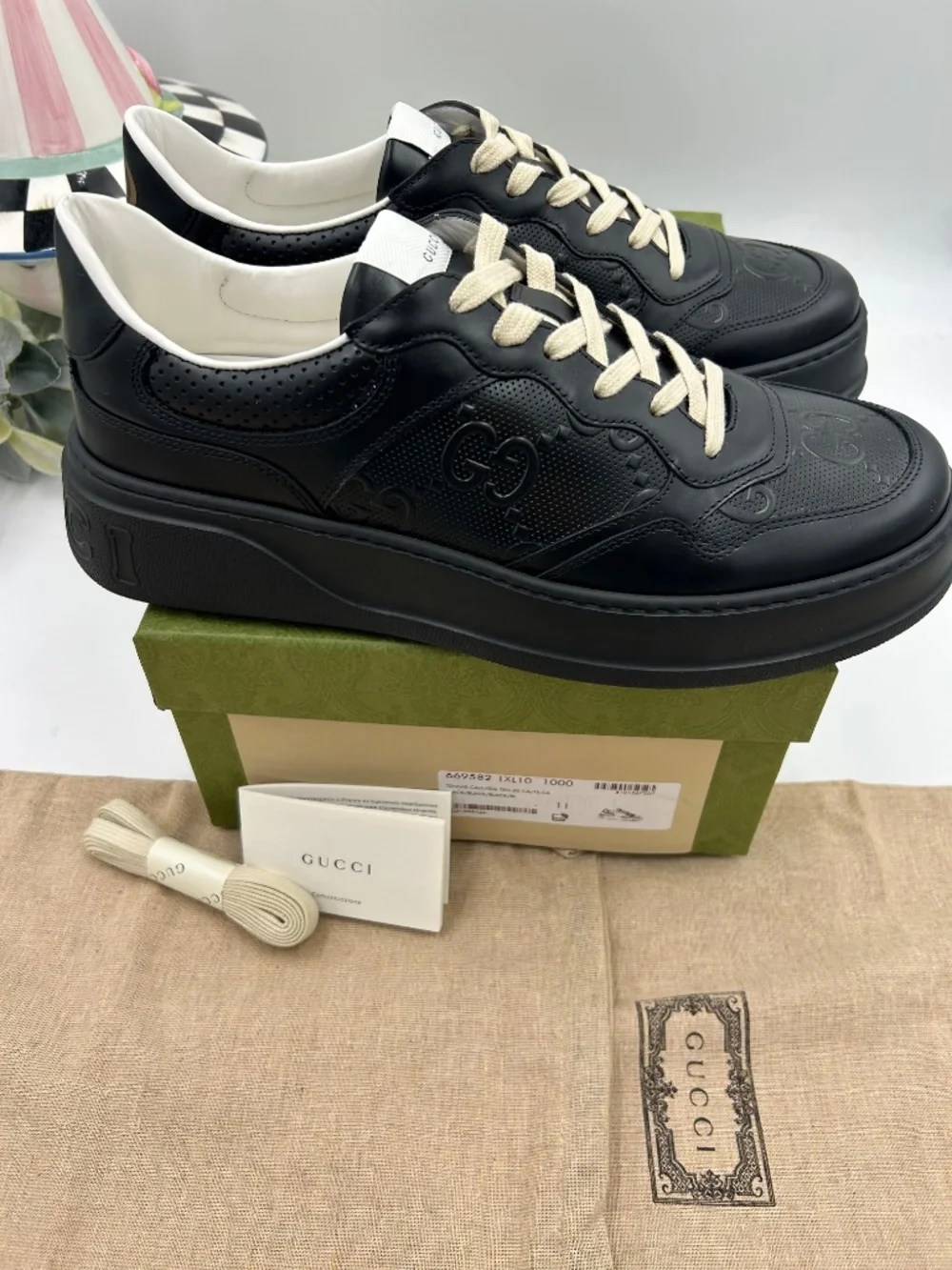 Men’s Gucci GG Embossed Leather Sneakers Size 11/fits 11.5 US. Made in Italy.